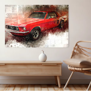 Poster de voiture Red Vintage : Art automobile int