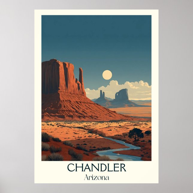 Poster de voyage Chandler Arizona Retro | Rouge vi (Devant)