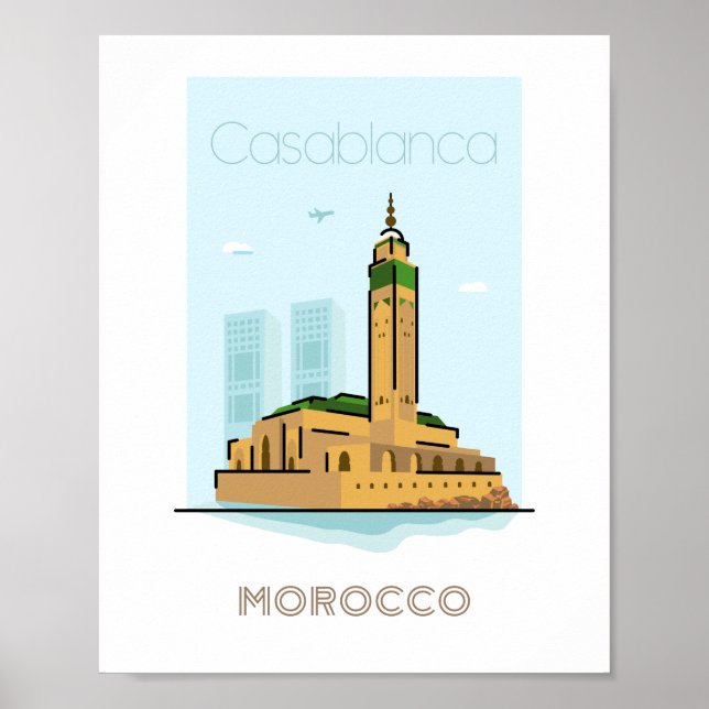 Poster de voyage de Casablanca - voyage au Maroc (Devant)