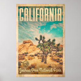Poster de voyage de Joshua Tree en Californie vint