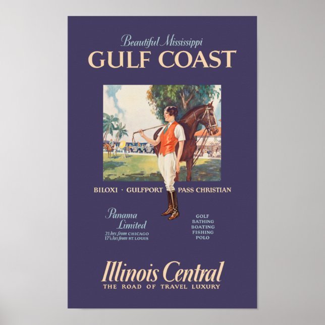 Poster de voyage de la côte du golfe du Mississipp (Devant)