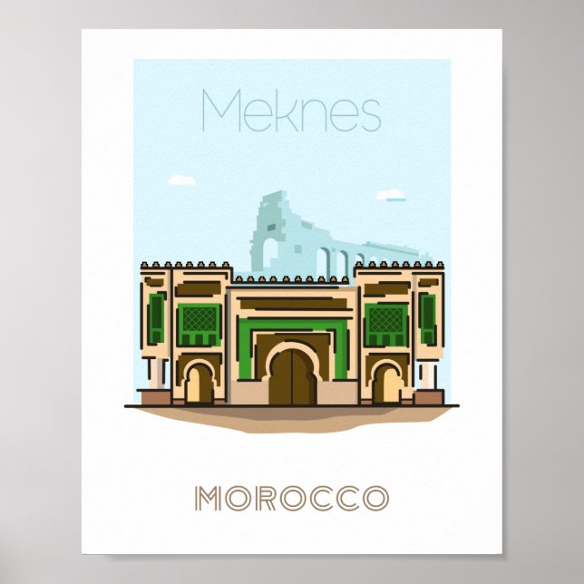 poster de voyage de la ville de Meknès - affiche d (Devant)