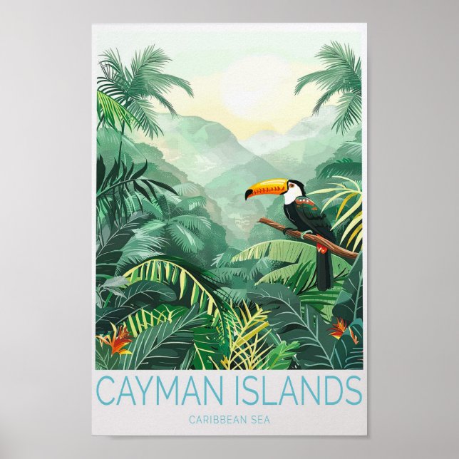Poster de voyage de l'île Cayman, Mur de la mer de (Devant)