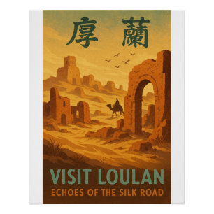 Poster de voyage de Loulan Ancienne Ville Rétro