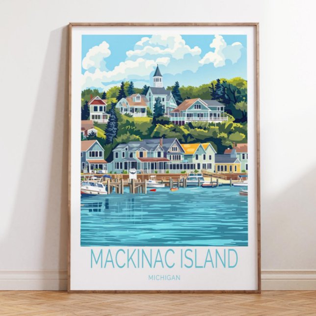 Poster de voyage de Mackinac Island Michigan, Mack (Créateur téléchargé)