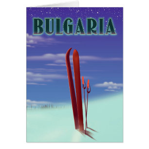 poster de voyage de ski en Bulgarie