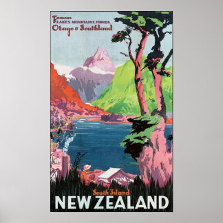 Poster de voyage de South Island Nouvelle-Zélande