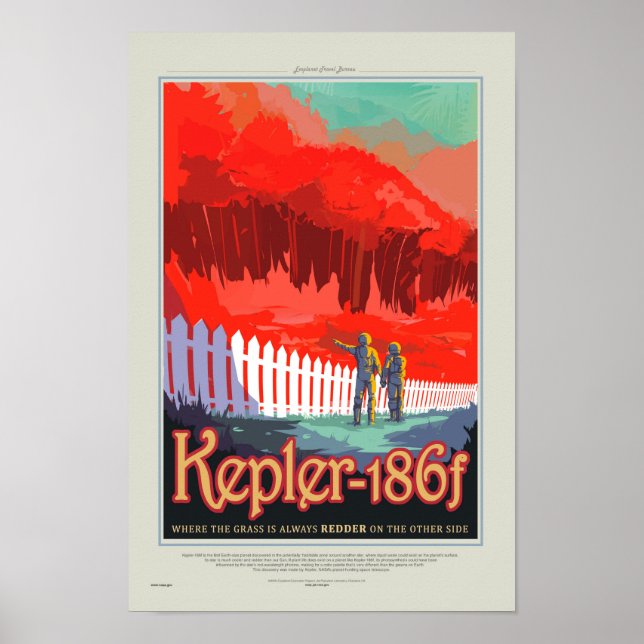 Poster de voyage de style rétro NASA - Kepler 186f (Devant)