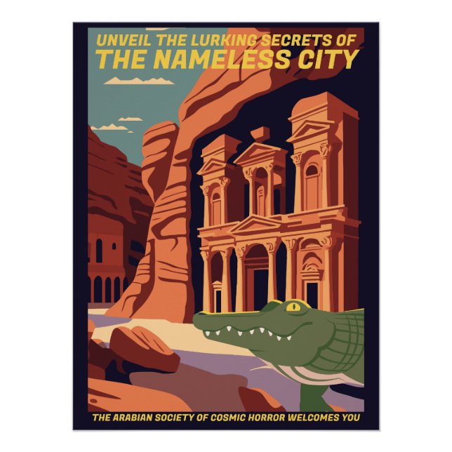 Poster de voyage de ville sans nom Lovecraft Cthul (Devant)