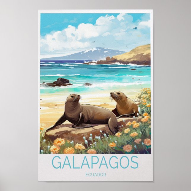 Poster de voyage des îles Galapagos (Devant)