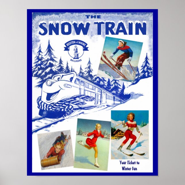 Poster de voyage du train de neige Boston & Maine (Devant)