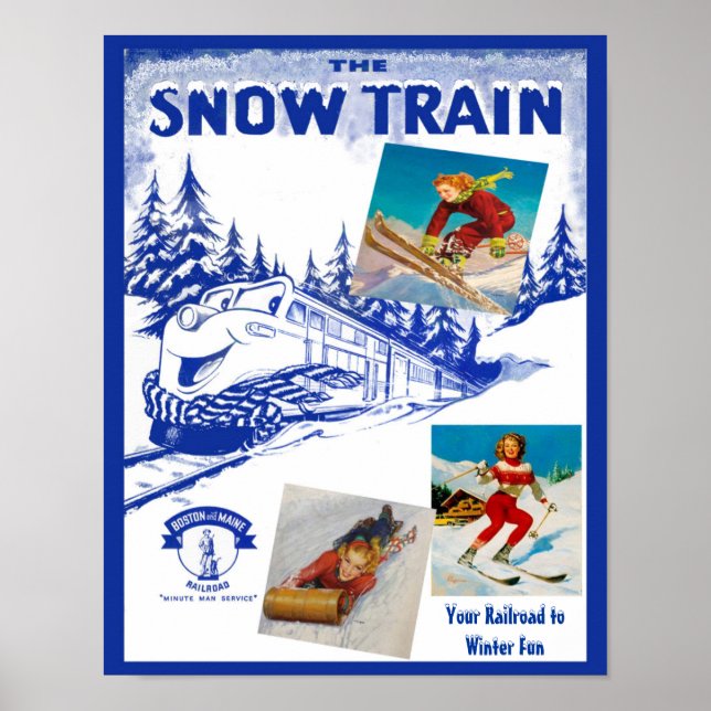 Poster de voyage du train de neige Boston & Maine (Devant)