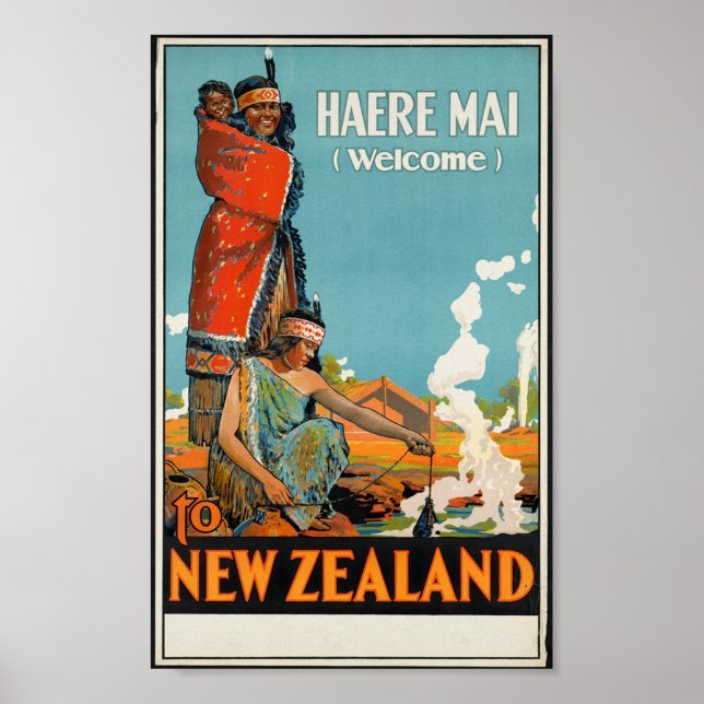 Poster de voyage 'Haere Mai (Bienvenue en Nouvelle (Devant)