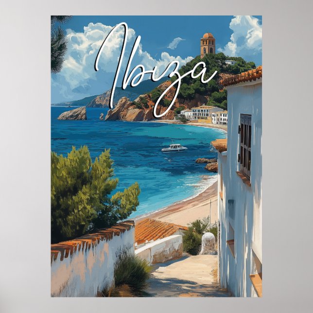 Poster de voyage Ibiza Espagne - Style Vintage (Devant)