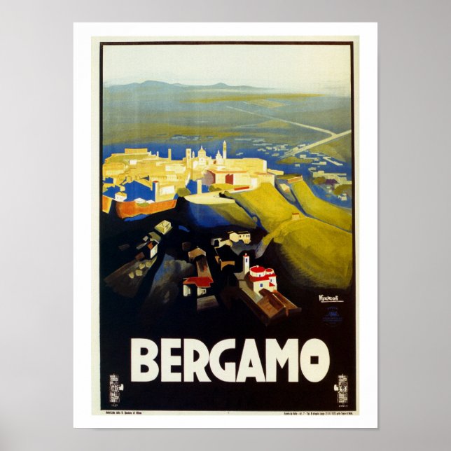 Poster de voyage italien Bergamo des années 1920 v (Devant)