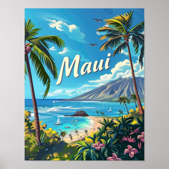 Poster de voyage Maui Hawaii Poster d'art Imprimer (Devant)