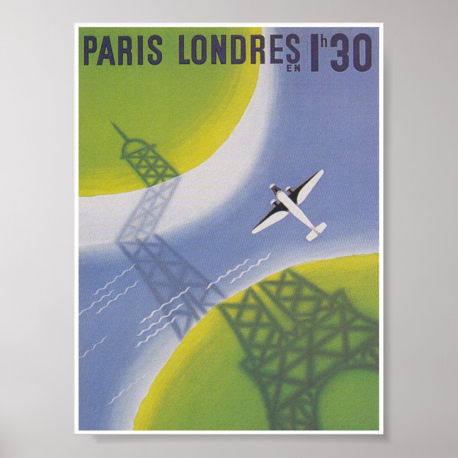 Poster de voyage Paris Vintage Airline (Devant)
