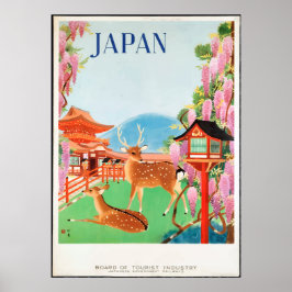 Poster de voyage pour les cerfs et la pagode japon