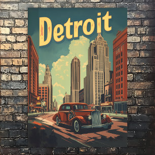 Poster de voyage Retro Detroit Michigan
