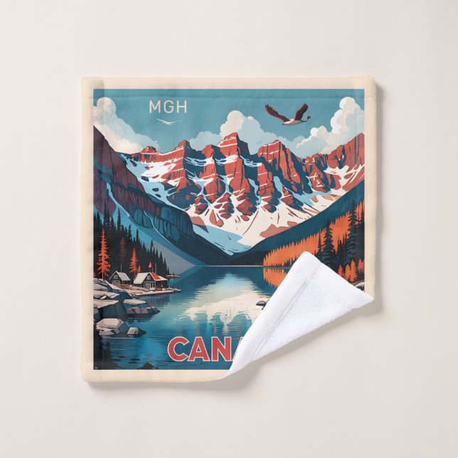 Poster de voyage sur mesure Monogramme Canada (Gant de toilette)