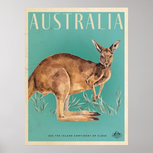 Poster de voyage vintage Australian Kangaroo (Devant)