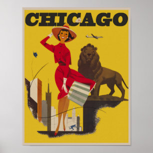 Poster de voyage vintage Chicago Windy City
