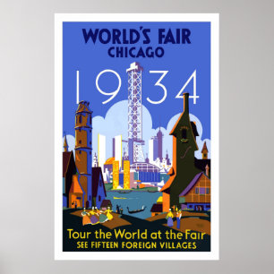 Poster de voyage vintage Chicago Worlds Fair 1934