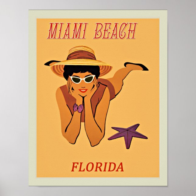 poster de voyage vintage Miami Beach (Devant)