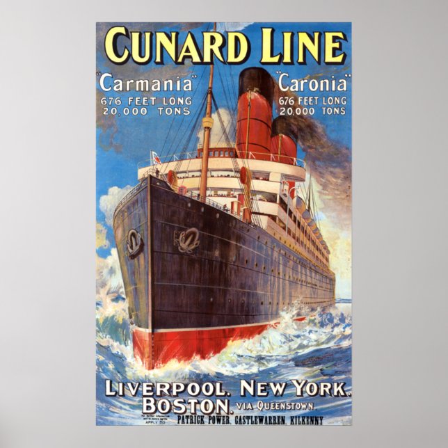 POSTER DE VOYAGE vintage OCEAN LINER (Devant)