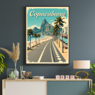 Poster de voyage vintage Retro - Plage de Copacaba