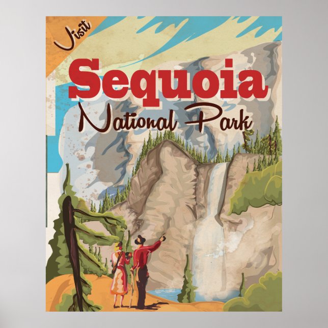 Poster de voyage vintage Sequoia. (Devant)