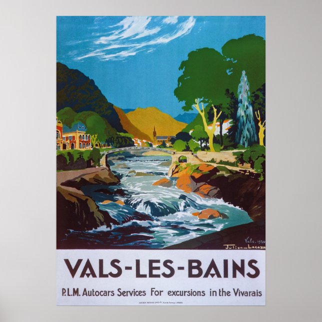 Poster de voyage vintage Vals-les-Bains 1930 (Devant)