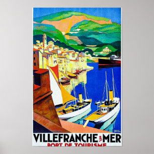 Poster de voyage vintage Villefranche-sur-Mer Fran