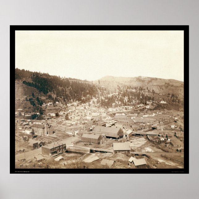 Poster Deadwood View from McGovern Hill SD 1888 (Devant)