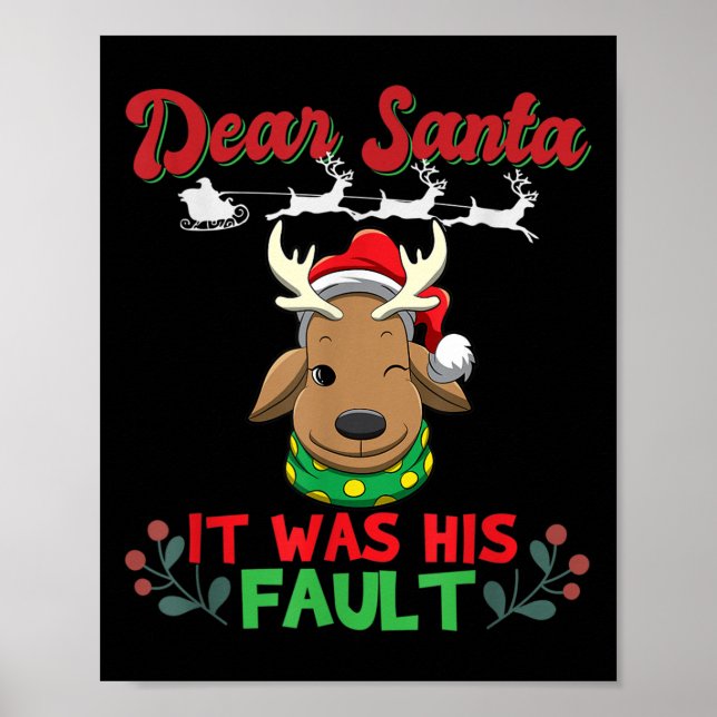 Poster Dear Santa It Was His Fault Siblings Matching Xmas (Devant)