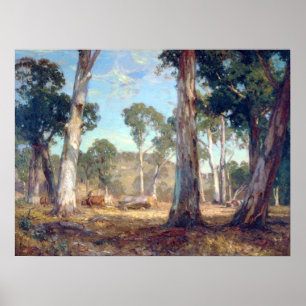 Poster Débardage de bois Hans Heysen 1911 Nouvelle-Galles
