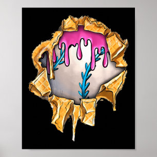 Poster Débit De Baseball Pour Garçons Ice Cream Drip Jeun