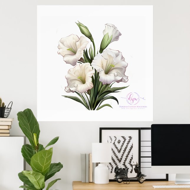 POSTER DEBORAH STEWART MINISTRIES-WHITE LILY (Bureau à domicile)