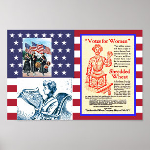 Poster Début du mouvement pour le suffrage féminin Amériq