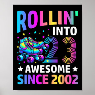 Poster Débute 23 ans roule en patins Gif d'anniversaire 2