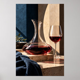 Poster Décanter à vin rouge et verre - Vin moderne élégan