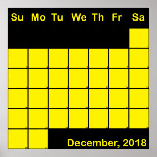 Poster Décembre 2017 calendrier planificateur gros