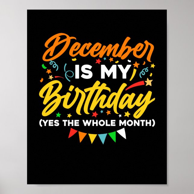 Poster Décembre Est Mon Anniversaire Tout Le Mois Décembr (Devant)
