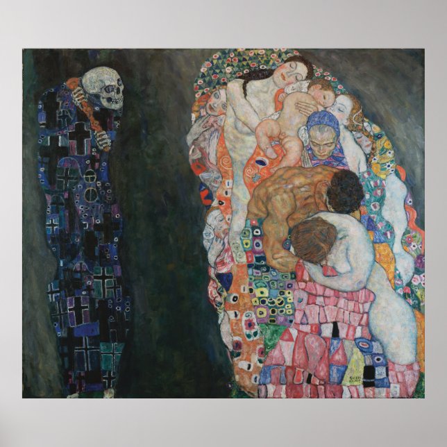 Poster Décès et vie par Gustav Klimt (Devant)