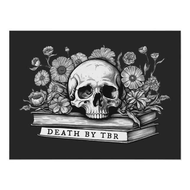 Poster Décès par le crâne tbr et les livres (Devant)