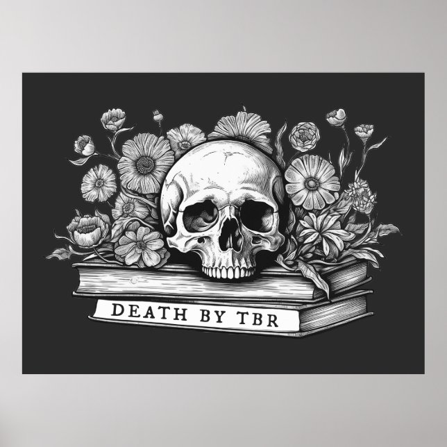 Poster Décès par le crâne tbr et les livres (Devant)