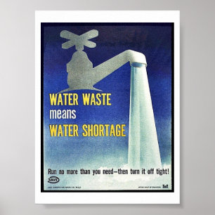 Poster Déchets D'Eau Signifie Pénurie D'Eau