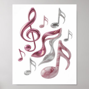 Poster Déclaration Argent MUSIC DANS CHAQUE NOTE Texte 3D