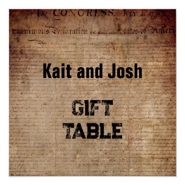 Poster Déclaration d'indépendance 📜 1776 Table cadeau (Devant)