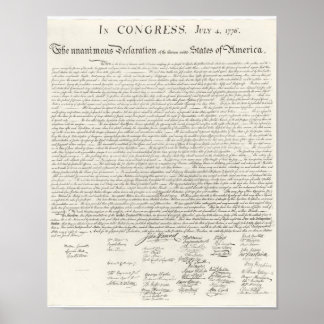 Poster Déclaration d'indépendance Amérique 4 juillet